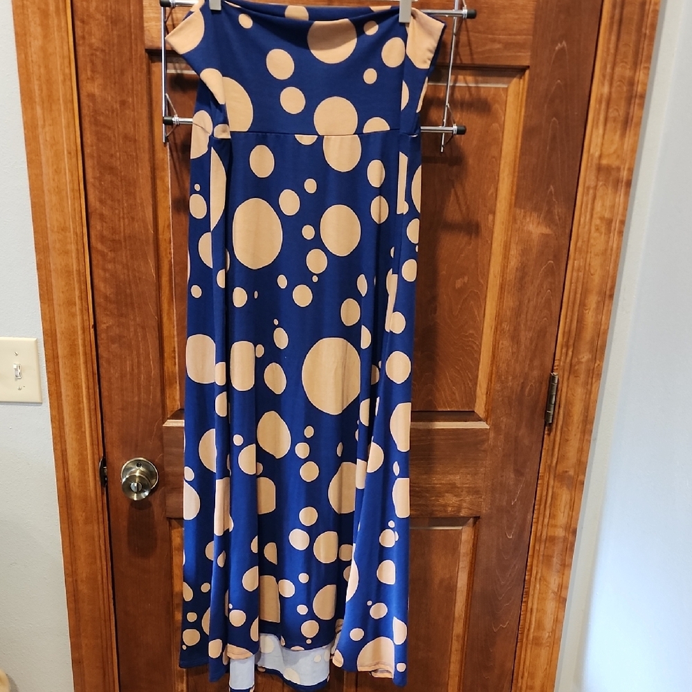 LuLaRoe Blue and Tan Maxi Skirt